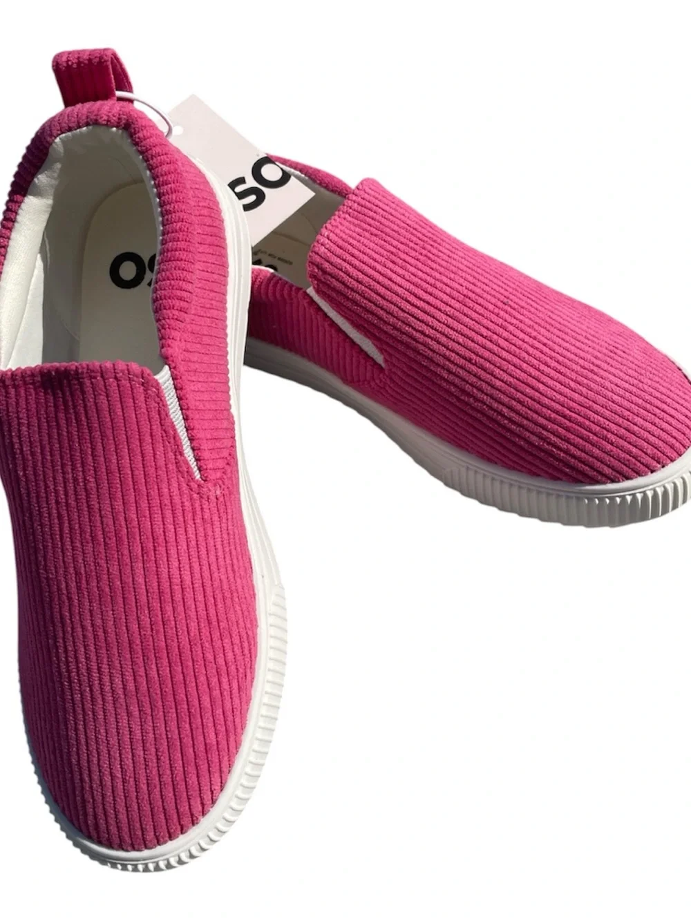 SO Evalyn Bright Pink Corduroy Slip On Shoes Girls 2 Medium
